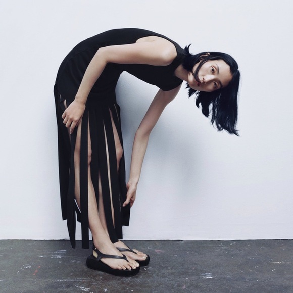 RARE ZARA LONG FRINGED DRESS - Picture 8 of 11